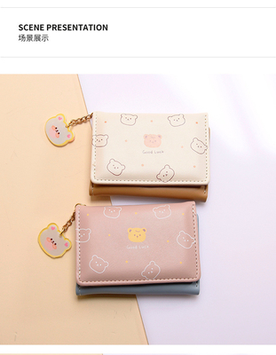 Dompet kecil wanita dompet pendek gaya gadis mahasiswa mode kartun koin dompet grosir dompet klip wanita