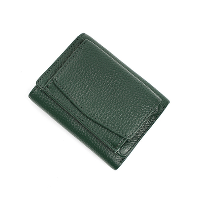 Anti-pencurian sikat kulit wanita dompet kartu pendek tas tiga lipat dompet kecil RFID MINI kulit sapi koin dompet lintas-borda