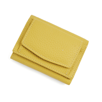 Anti-pencurian sikat kulit wanita dompet kartu pendek tas tiga lipat dompet kecil RFID MINI kulit sapi koin dompet lintas-borda