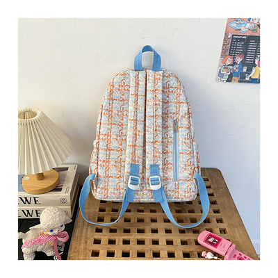 Tingkat penampilan yang tinggi tas cek kecil segar sekolah menengah belakang mahasiswa perempuan musim gugur dan musim dingin tas belakang