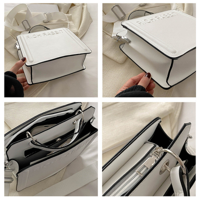 SIMPLE FASHION LETTER BAG BAG BARU Wanita INS KOMUTER BAG TANGAN SQUARE BAG SENIOR Tekstur lebar tali bahu crossbody