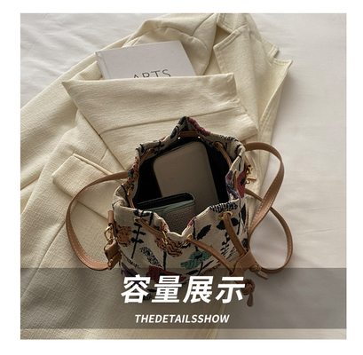NEW CHINESE NATIONAL WIND ARCHIPIT BUCKET BAG SIMPLE FASHION TREND SUMMER NEW LINEN STYLE Kelas tinggi rasa tunggal bahu