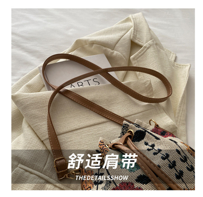 NEW CHINESE NATIONAL WIND ARCHIPIT BUCKET BAG SIMPLE FASHION TREND SUMMER NEW LINEN STYLE Kelas tinggi rasa tunggal bahu