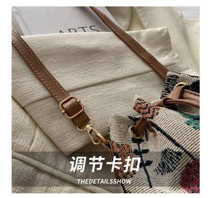 NEW CHINESE NATIONAL WIND ARCHIPIT BUCKET BAG SIMPLE FASHION TREND SUMMER NEW LINEN STYLE Kelas tinggi rasa tunggal bahu