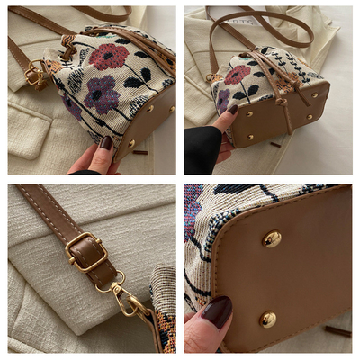 NEW CHINESE NATIONAL WIND ARCHIPIT BUCKET BAG SIMPLE FASHION TREND SUMMER NEW LINEN STYLE Kelas tinggi rasa tunggal bahu