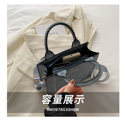 VINTAGE CHIC TEXTURED LETTER TOTE BAG tas wanita 2024 NEW besar kapasitas fashion tas tangan lebar tali tas bahu