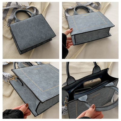 VINTAGE CHIC TEXTURED LETTER TOTE BAG tas wanita 2024 NEW besar kapasitas fashion tas tangan lebar tali tas bahu