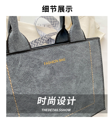 VINTAGE CHIC TEXTURED LETTER TOTE BAG tas wanita 2024 NEW besar kapasitas fashion tas tangan lebar tali tas bahu
