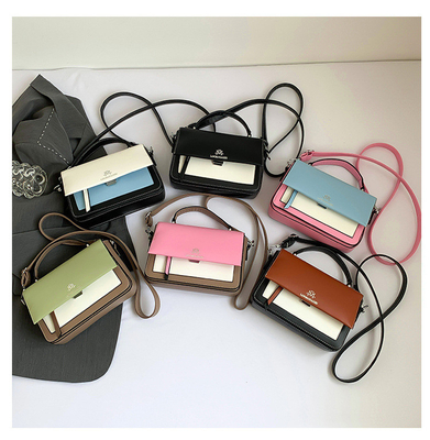 2024 Musim semi dan musim panas mode baru tas persegi kecil tas bahu tunggal tas yang cocok warna tangan tas crossbody