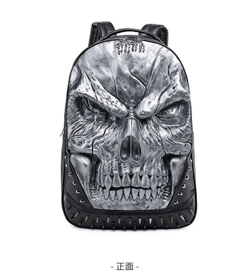 3D PU kulit tengkorak tas ransel - tas ransel uap punk rivet kepribadian tas ransel perjalanan perguruan tinggi / SMA tas buku
