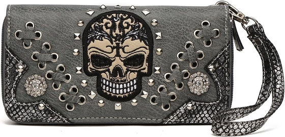 Sugar Skull Day of the Dead Punk Art Purse Removable Strap Wanita Tas Tas Tangan Bahu Tas Dompet Set