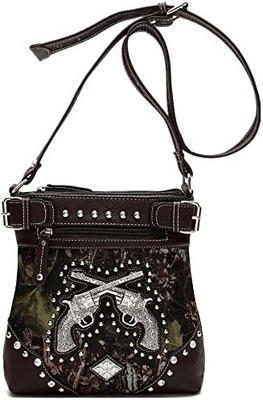 Kamuflase Rhinestone Cross Pistol Buckle Western Crossbody Handbags Cowgirl Country Tas Bertopeng Wanita Single Shoulder