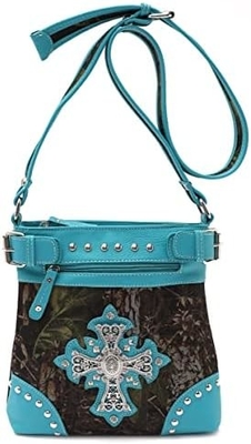 Kamuflase Rhinestone Cross Pistol Buckle Western Crossbody Handbags Cowgirl Country Tas Bertopeng Wanita Single Shoulder