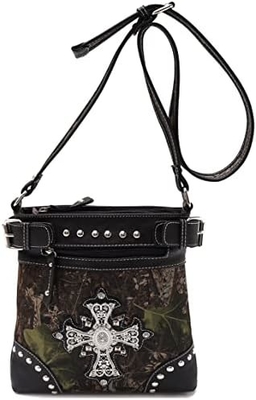 Kamuflase Rhinestone Cross Pistol Buckle Western Crossbody Handbags Cowgirl Country Tas Bertopeng Wanita Single Shoulder