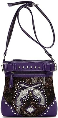 Kamuflase Rhinestone Cross Pistol Buckle Western Crossbody Handbags Cowgirl Country Tas Bertopeng Wanita Single Shoulder