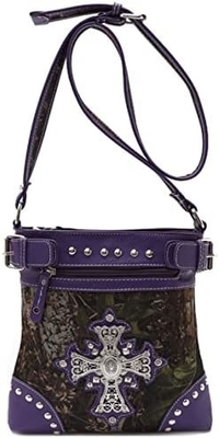 Kamuflase Rhinestone Cross Pistol Buckle Western Crossbody Handbags Cowgirl Country Tas Bertopeng Wanita Single Shoulder