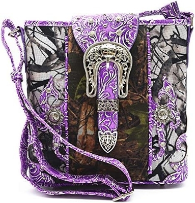 Kamuflase Rhinestone Cross Pistol Buckle Western Crossbody Handbags Cowgirl Country Tas Bertopeng Wanita Single Shoulder
