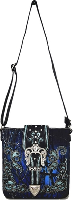 Kamuflase Rhinestone Cross Pistol Buckle Western Crossbody Handbags Cowgirl Country Tas Bertopeng Wanita Single Shoulder