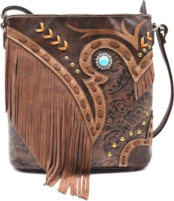 Western Cowgirl Fashion Gaya kulit FRIENCH crossbody tas tangan wanita dompet negara setiap hari tas bahu