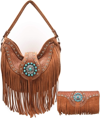 Gaya Barat FRIENGE CONCHOS GEM RHINESTONE STUDED PELIT KELUAR KERUPAH KERUPAH KERUPAH KERUPAH KERUPAH KERUPAH KERUPAH SET dompet