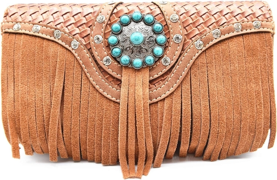 Gaya Barat FRIENGE CONCHOS GEM RHINESTONE STUDED PELIT KELUAR KERUPAH KERUPAH KERUPAH KERUPAH KERUPAH KERUPAH KERUPAH SET dompet