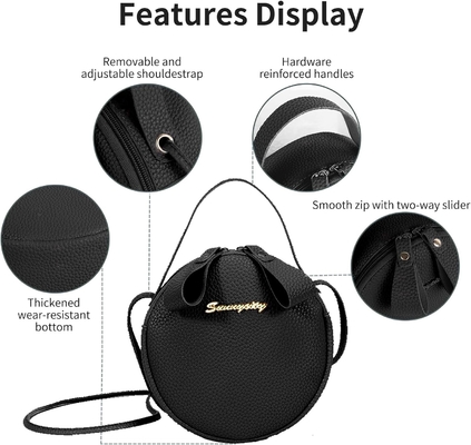 Tas bahu wanita tas crossbody, tas bahu bulat chic dengan ritsleting dan tali yang dapat disesuaikan, tas crossbody tas tangan fo