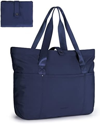 Tas Tote Bag BagSMART untuk Wanita, Tas Tote Lipat Dengan Zipper Tas Bahu Besar Top Handle Tas untuk Perjalanan, Pekerjaan