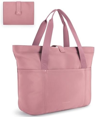 Tas Tote Bag BagSMART untuk Wanita, Tas Tote Lipat Dengan Zipper Tas Bahu Besar Top Handle Tas untuk Perjalanan, Pekerjaan