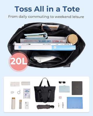 Tas Tote Bag BagSMART untuk Wanita, Tas Tote Lipat Dengan Zipper Tas Bahu Besar Top Handle Tas untuk Perjalanan, Pekerjaan