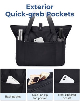 Tas Tote Bag BagSMART untuk Wanita, Tas Tote Lipat Dengan Zipper Tas Bahu Besar Top Handle Tas untuk Perjalanan, Pekerjaan