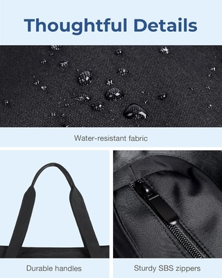 Tas Tote Bag BagSMART untuk Wanita, Tas Tote Lipat Dengan Zipper Tas Bahu Besar Top Handle Tas untuk Perjalanan, Pekerjaan