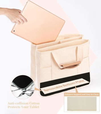 Kantong Tote Canvas dengan Multi Pockets Crossbody Tote Bag untuk Wanita Trendy Shoulder Handbag Everything Tote Bag dengan Compart