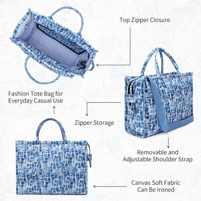Kanvas TOTE tas untuk wanita fashion tas tangan tas bahu dengan zipper crossbody tas untuk perjalanan kerja