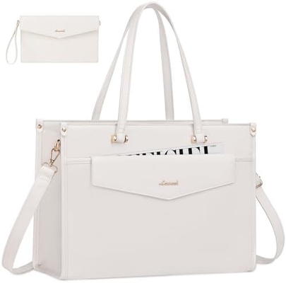 Lovevook Tas Laptop untuk Wanita, 15.6 inci Laptop Tote Bag 2-in-1 Tas Kerja Profesional Kantong Bisnis dengan Kopling