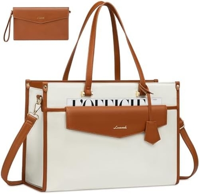 Lovevook Tas Laptop untuk Wanita, 15.6 inci Laptop Tote Bag 2-in-1 Tas Kerja Profesional Kantong Bisnis dengan Kopling