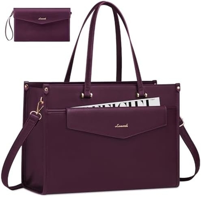Lovevook Tas Laptop untuk Wanita, 15.6 inci Laptop Tote Bag 2-in-1 Tas Kerja Profesional Kantong Bisnis dengan Kopling