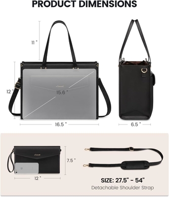 Lovevook Tas Laptop untuk Wanita, 15.6 inci Laptop Tote Bag 2-in-1 Tas Kerja Profesional Kantong Bisnis dengan Kopling