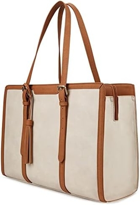 FOR WOMEN 15.6 INCH TOTE BAGS PU kulit dompet komputer untuk kantor bisnis dengan kompartemen 3 lapisan