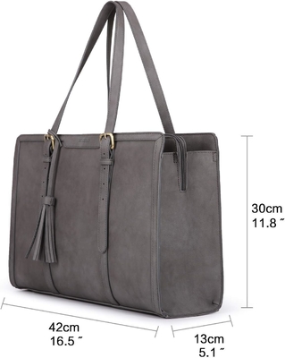 FOR WOMEN 15.6 INCH TOTE BAGS PU kulit dompet komputer untuk kantor bisnis dengan kompartemen 3 lapisan