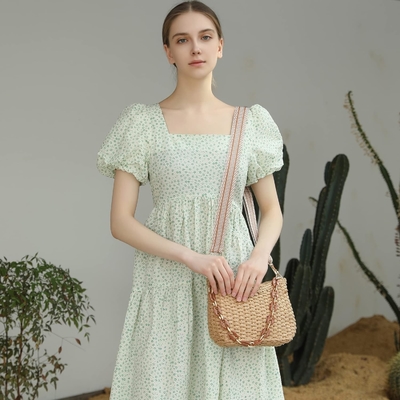 HERALD handmade straw small pocketbook crossbody bag for women, summer chic woven handbag shoulder purse dengan rantai