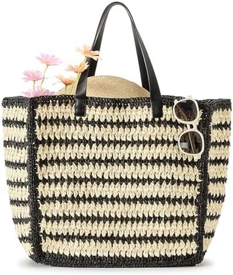 HERALD besar buatan tangan jerami TOTE tas tangan untuk wanita, musim panas pantai tenun chic tenun bahu tas untuk perjalanan