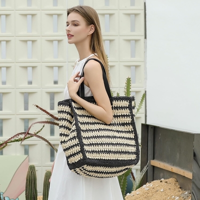 HERALD besar buatan tangan jerami TOTE tas tangan untuk wanita, musim panas pantai tenun chic tenun bahu tas untuk perjalanan