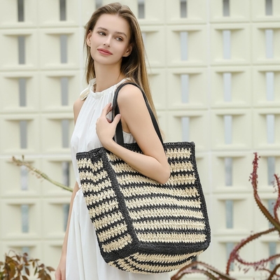 HERALD besar buatan tangan jerami TOTE tas tangan untuk wanita, musim panas pantai tenun chic tenun bahu tas untuk perjalanan
