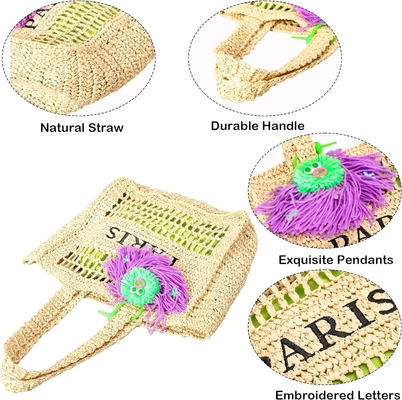 Herald Straw Mesh Beach Tote Bag untuk Wanita, Besar Musim Panas Ringan Lipat Woven Shoulder Purse Tas untuk Perjalanan