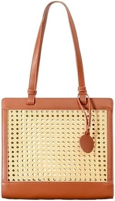 Tas pantai jerami untuk wanita musim panas tenunan Rattan Tote tas dompet jerami dan tas tangan untuk liburan dengan liontin
