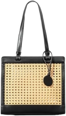 Tas pantai jerami untuk wanita musim panas tenunan Rattan Tote tas dompet jerami dan tas tangan untuk liburan dengan liontin