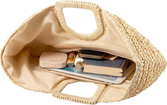 YYW tas tangan TOTE bag untuk wanita, kain tenunan tangan besar HOBO tas untuk wanita bundar pegangan cincin TOTO musim panas tas pantai pantai