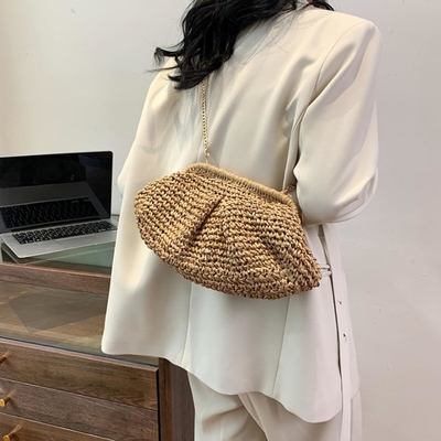 Pantai Chick Wanita Raffiah Straw Dumpling Clutch gaya liburan musim panas crossbody tas Rattan tas