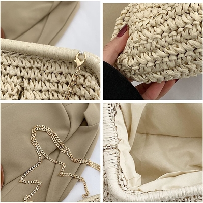 Pantai Chick Wanita Raffiah Straw Dumpling Clutch gaya liburan musim panas crossbody tas Rattan tas