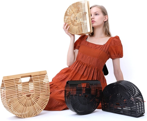 MIUCO WOMEN'S BAMBOO HANDBAG handmade besar TOTE tas jerami tas pantai tas pantai tas
